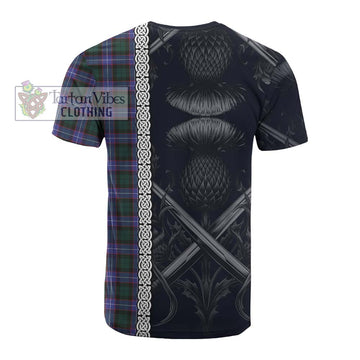 Hunter (Hunterston) Tartan Cotton T-shirt with Family Crest Cross Sword Thistle Celtic Vibes