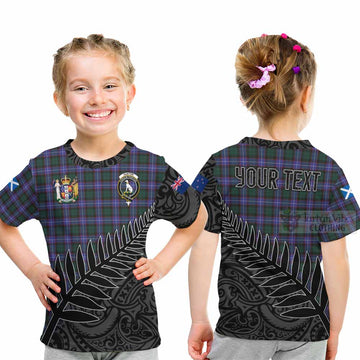 Hunter (Hunterston) Crest Tartan Kid T-Shirt with New Zealand Silver Fern Half Style