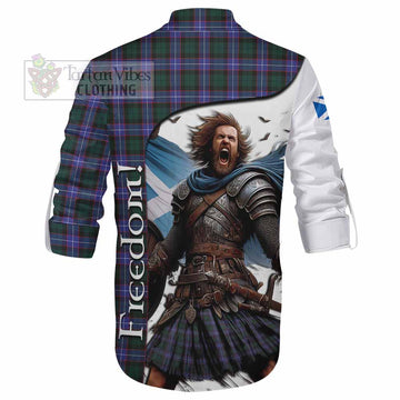 Hunter (Hunterston) Crest Tartan Ghillie Kilt Shirt Inspired by the Freedom of Scottish Warrior