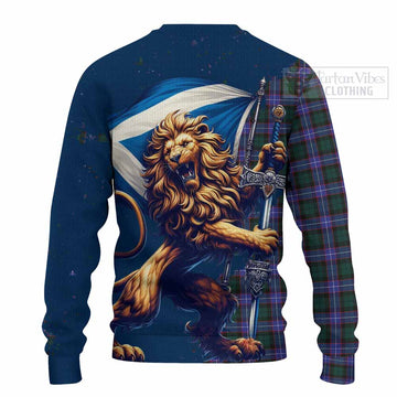 Hunter (Hunterston) Tartan Family Crest Knitted Sweater with Scottish Majestic Lion