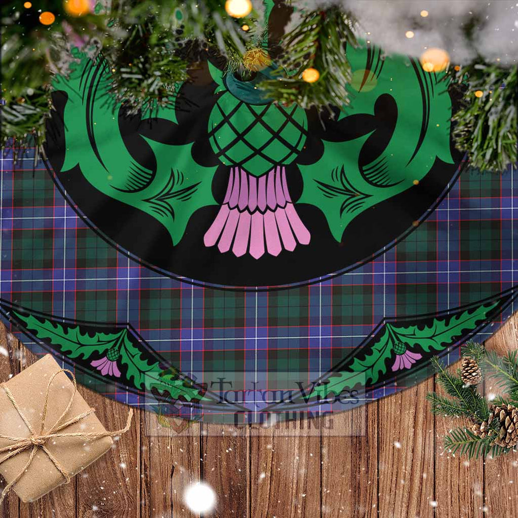 Tartan Vibes Clothing Hunter (Hunterston) Tartan Christmas Tree Skirt Scottish Thistle Style