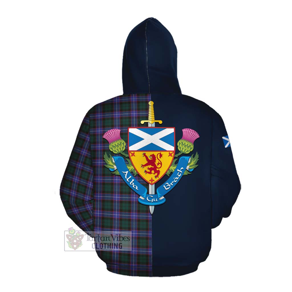 Tartan Vibes Clothing Hunter (Hunterston) Tartan Cotton Hoodie Alba with Scottish Lion Royal Arm Half Style