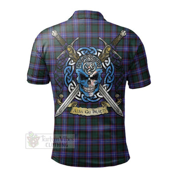 Hunter (Hunterston) Tartan Polo Shirt with Family Crest Celtic Skull Style