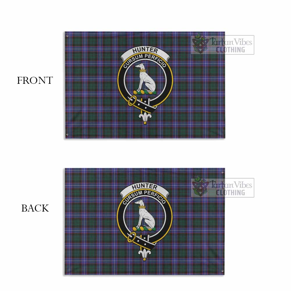 Tartan Vibes Clothing Hunter (Hunterston) Tartan House Flag with Family Crest