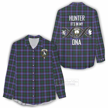 Hunter (Hunterston) Tartan Women's Casual Shirt with Family Crest DNA In Me Style