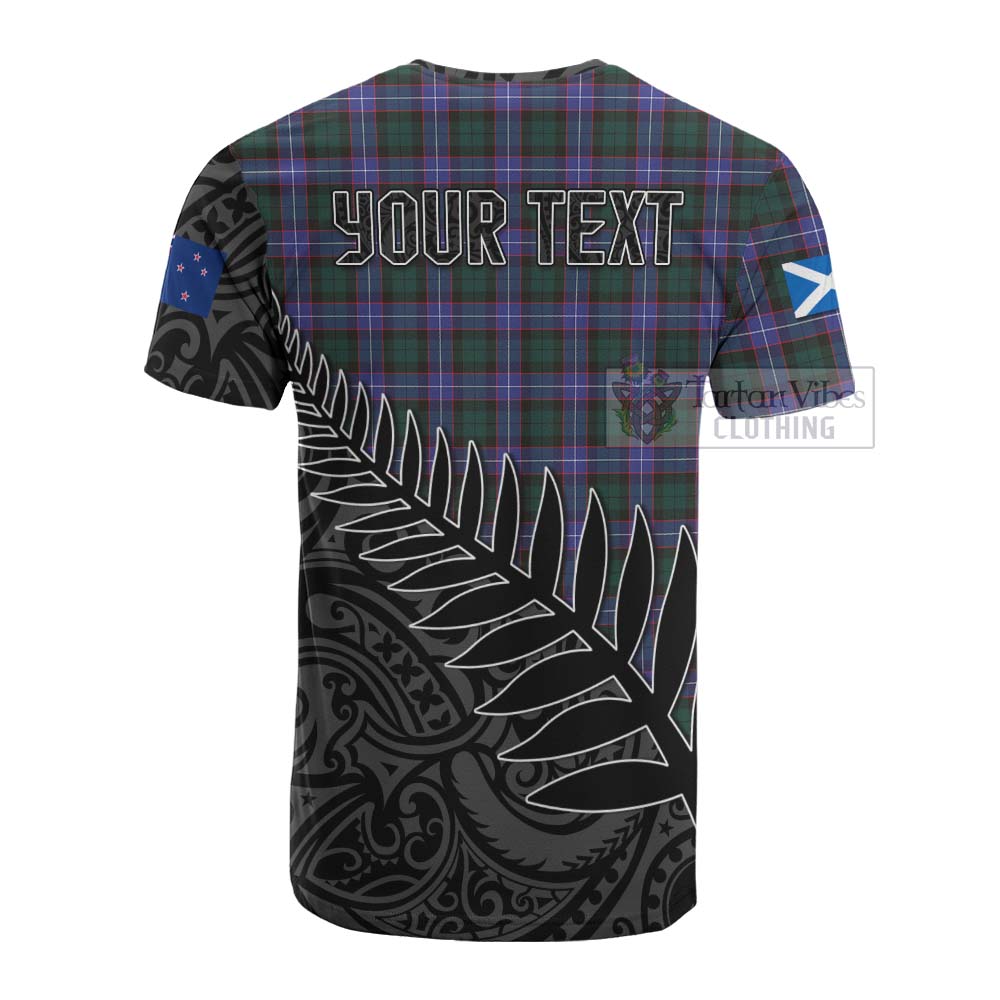 Tartan Vibes Clothing Hunter (Hunterston) Crest Tartan Cotton T-shirt with New Zealand Silver Fern Half Style