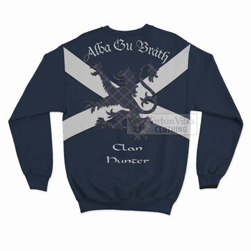 Hunter (Hunterston) Tartan Lion Rampant Sweatshirt  Proudly Display Your Heritage with Alba Gu Brath and Clan Name