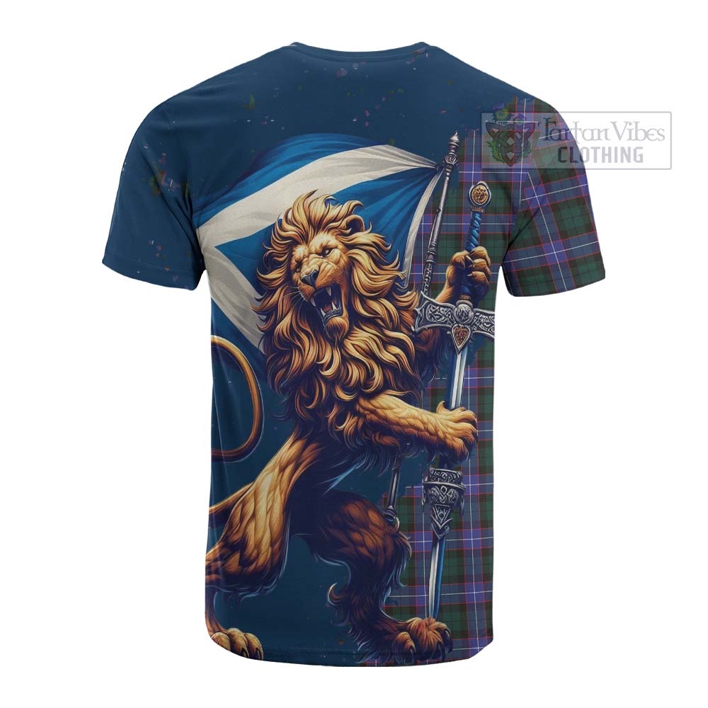 Tartan Vibes Clothing Hunter (Hunterston) Tartan Family Crest Cotton T-shirt with Scottish Majestic Lion