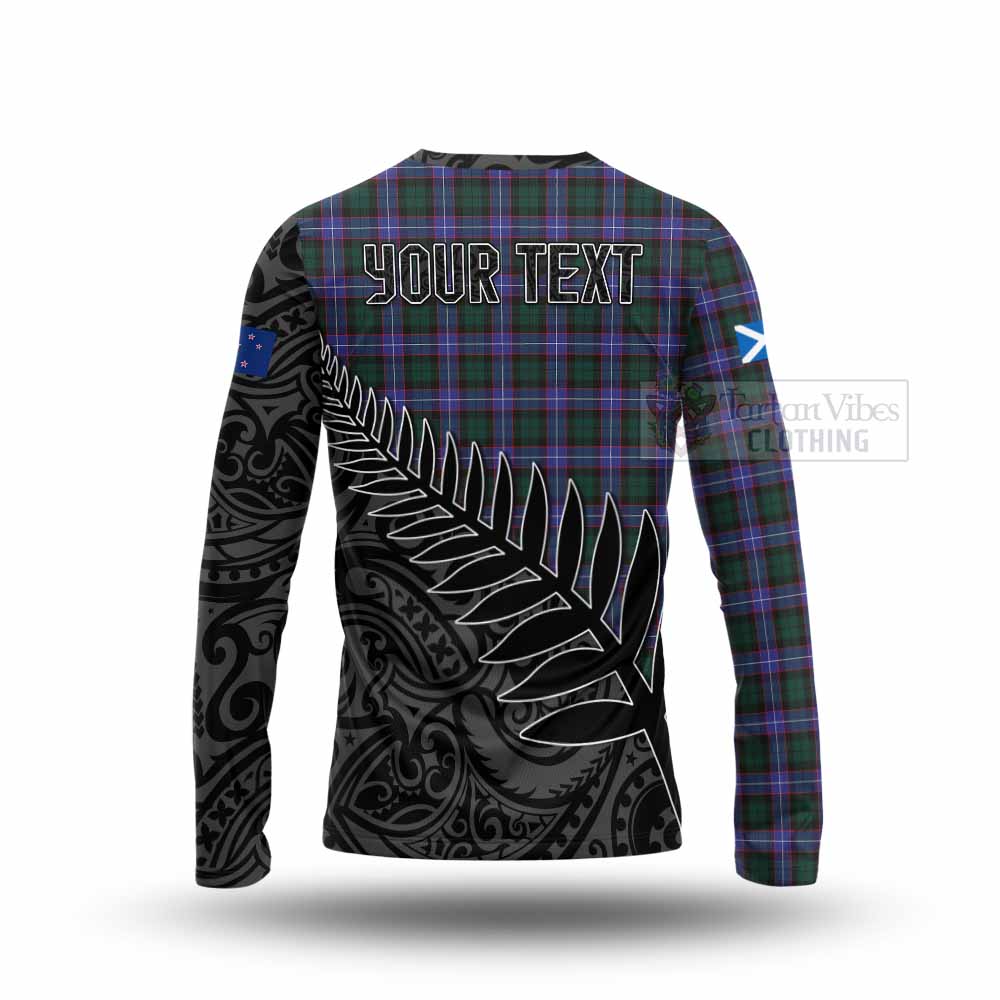 Tartan Vibes Clothing Hunter (Hunterston) Crest Tartan Long Sleeve T-Shirt with New Zealand Silver Fern Half Style