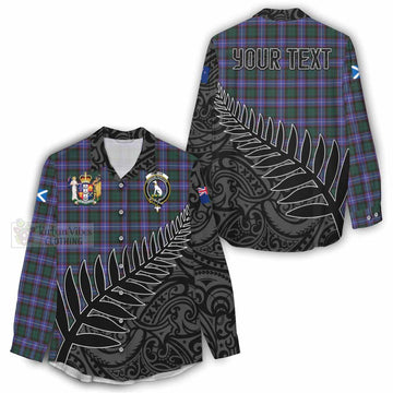 Hunter (Hunterston) Crest Tartan Women's Casual Shirt with New Zealand Silver Fern Half Style