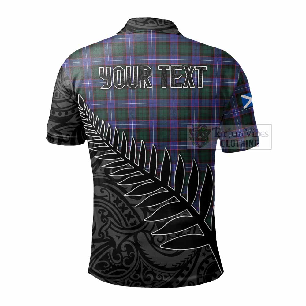 Tartan Vibes Clothing Hunter (Hunterston) Crest Tartan Polo Shirt with New Zealand Silver Fern Half Style