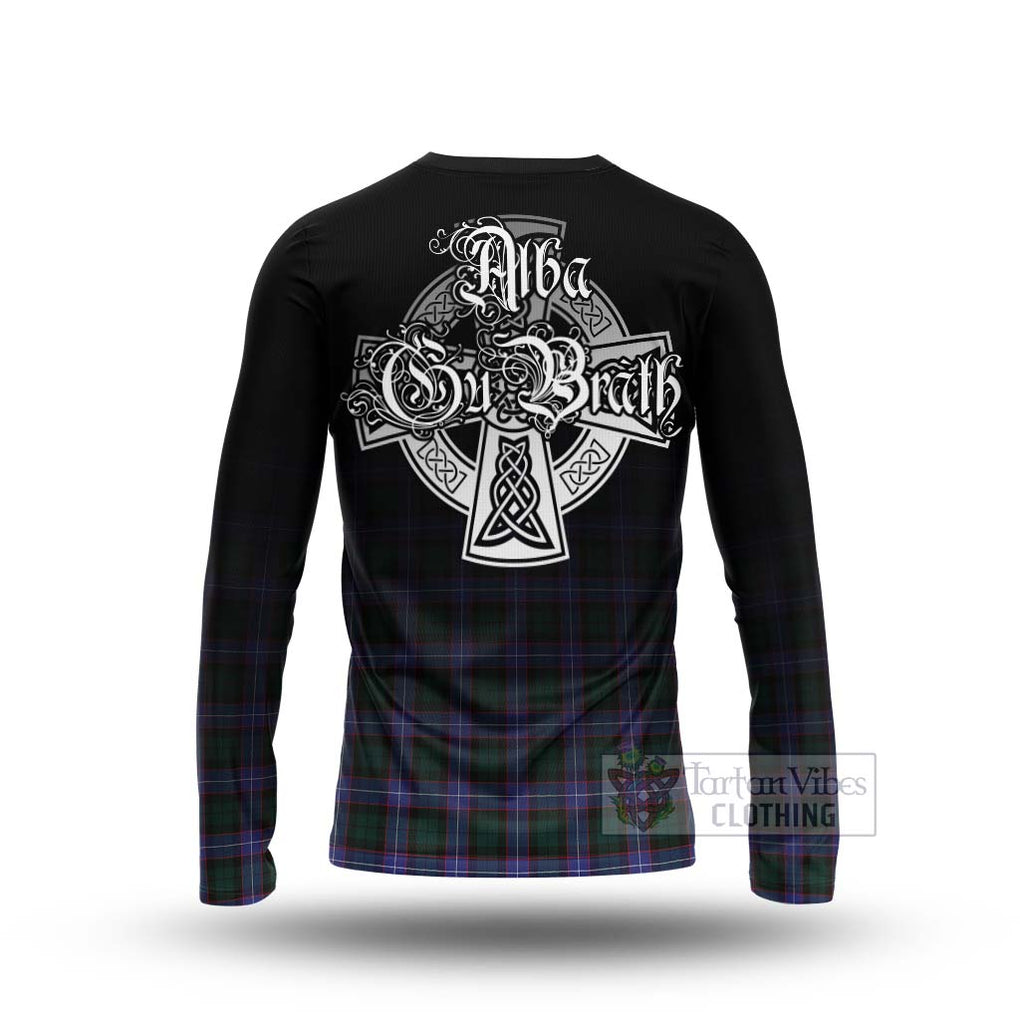 Tartan Vibes Clothing Hunter (Hunterston) Tartan Long Sleeve T-Shirt Featuring Alba Gu Brath Family Crest Celtic Inspired