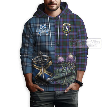 Hunter (Hunterston) Tartan Hoodie Happy St. Andrew's Day Half Tartan Style