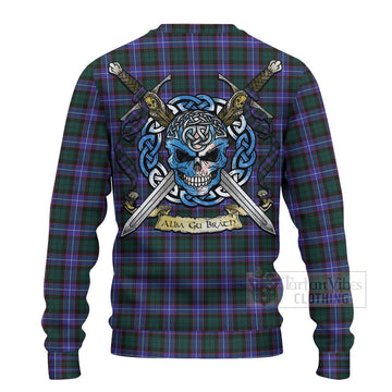 Hunter (Hunterston) Tartan Ugly Sweater with Family Crest Celtic Skull Style