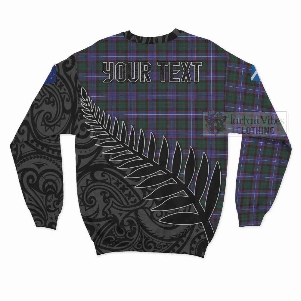 Tartan Vibes Clothing Hunter (Hunterston) Crest Tartan Sweatshirt with New Zealand Silver Fern Half Style