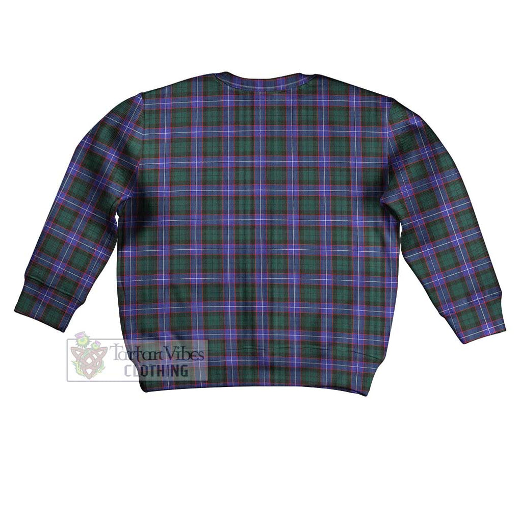 Tartan Vibes Clothing Hunter (Hunterston) Tartan Kid Ugly Sweater with Family Crest