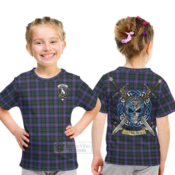 Hunter (Hunterston) Tartan Kid T-Shirt with Family Crest Celtic Skull Style