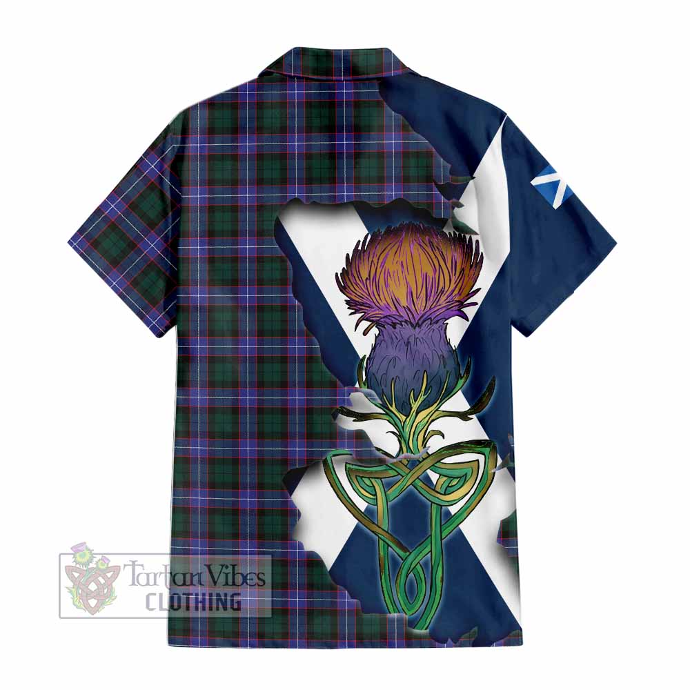 Hunter (Hunterston) Tartan Family Crest Hawaiian Shirt Scottish Thistle Celtic Inspired - Tartan Vibes Clothing