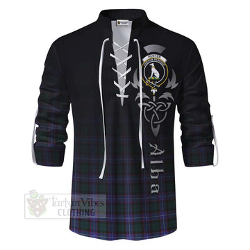 Hunter (Hunterston) Tartan Ghillie Kilt Shirt Featuring Alba Gu Brath Family Crest Celtic Inspired