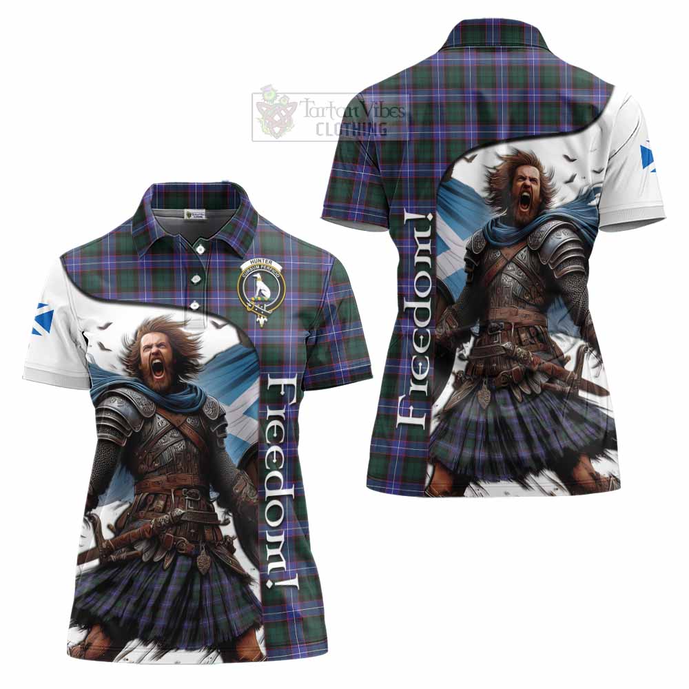 Tartan Vibes Clothing Hunter (Hunterston) Crest Tartan Women's Polo Shirt Inspired by the Freedom of Scottish Warrior