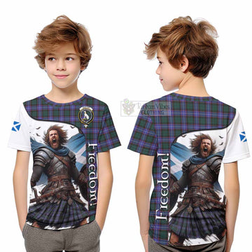 Hunter (Hunterston) Crest Tartan Kid T-Shirt Inspired by the Freedom of Scottish Warrior