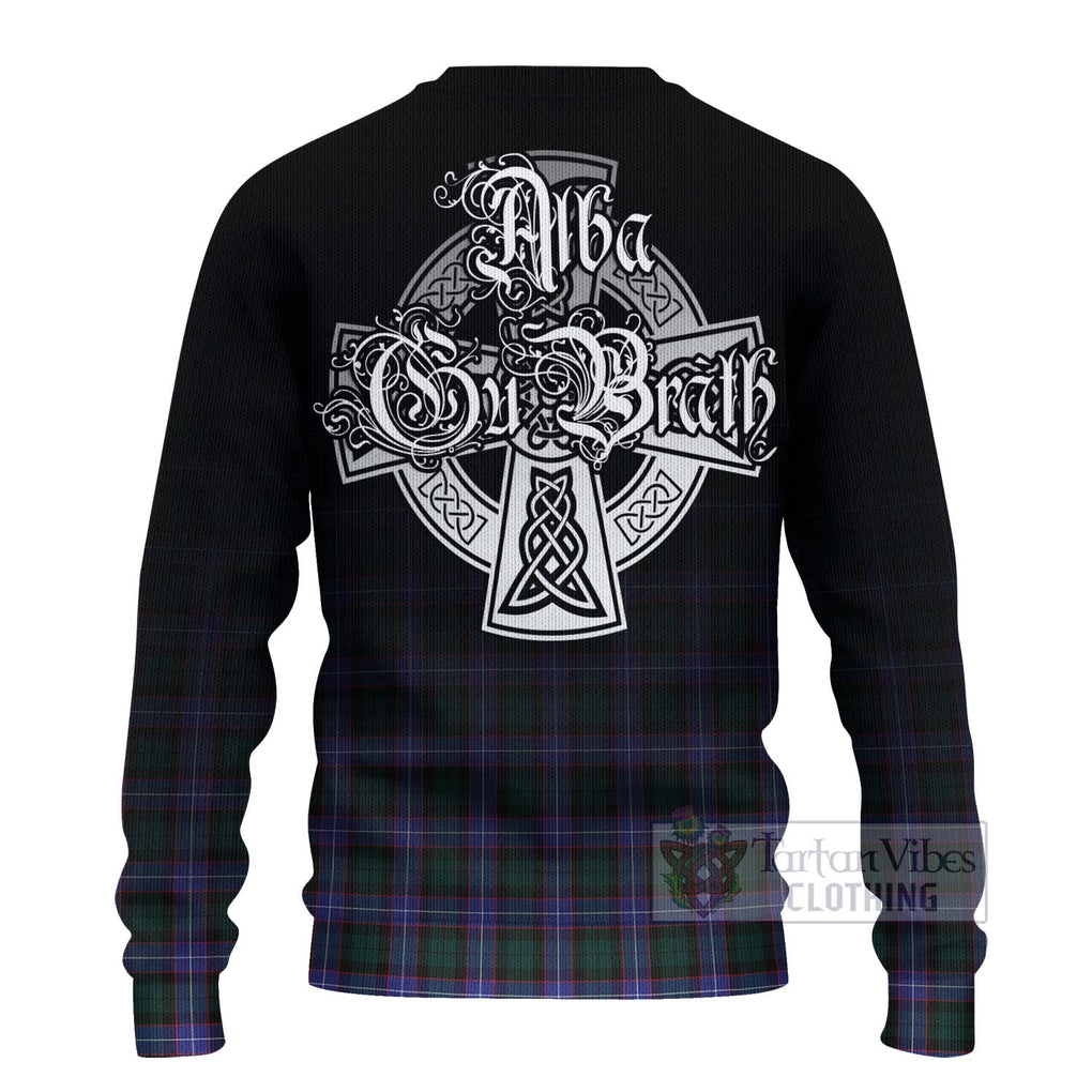 Tartan Vibes Clothing Hunter (Hunterston) Tartan Knitted Sweater Featuring Alba Gu Brath Family Crest Celtic Inspired