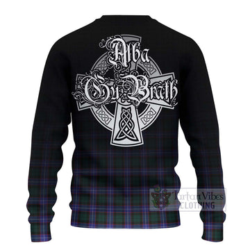 Hunter (Hunterston) Tartan Ugly Sweater Featuring Alba Gu Brath Family Crest Celtic Inspired