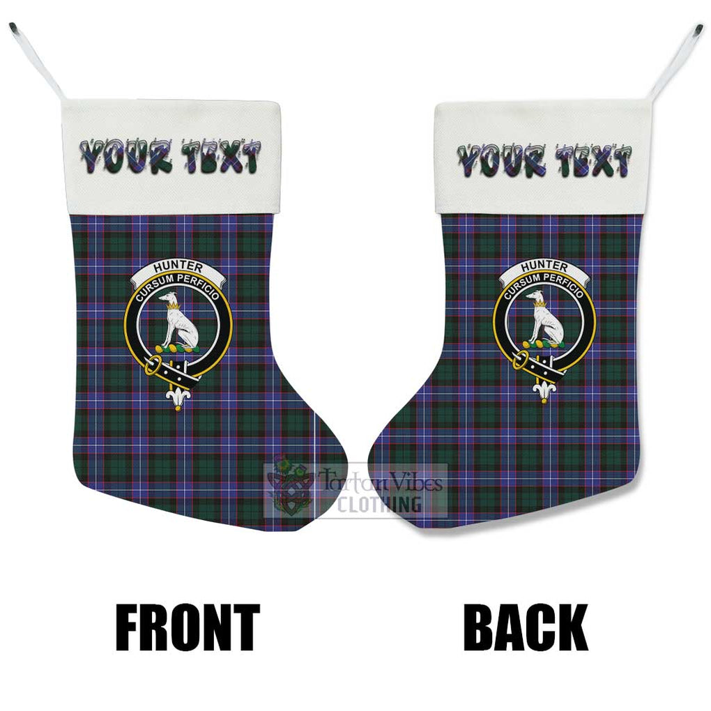 Tartan Vibes Clothing Hunter (Hunterston) Tartan Family Crest Christmas Stocking with Personalized Text