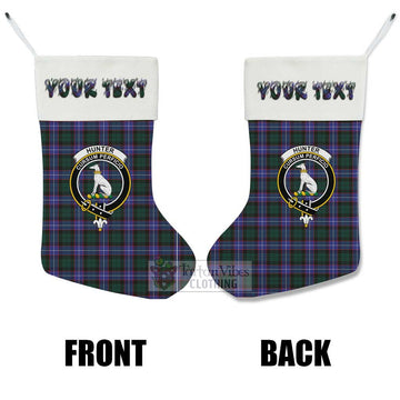 Hunter (Hunterston) Tartan Family Crest Christmas Stocking with Personalized Text