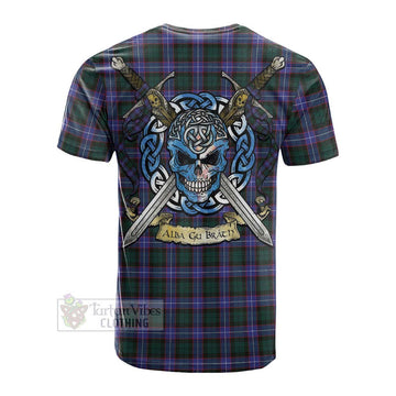 Hunter (Hunterston) Tartan Cotton T-shirt with Family Crest Celtic Skull Style