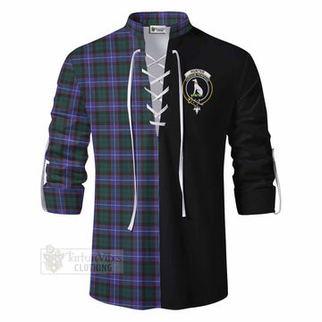 Hunter (Hunterston) Tartan Ghillie Kilt Shirt with Family Crest and Half Of Me Style