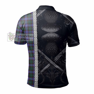 Hunter (Hunterston) Tartan Polo Shirt with Family Crest Cross Sword Thistle Celtic Vibes