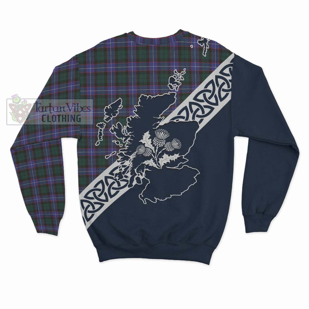 Tartan Vibes Clothing Hunter (Hunterston) Tartan Sweatshirt Featuring Thistle and Scotland Map