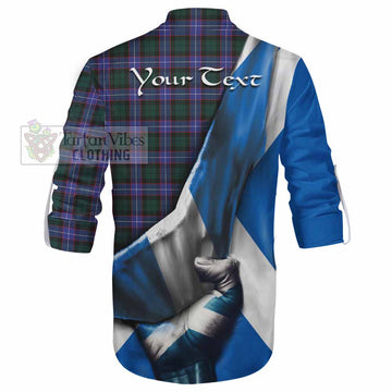 Hunter (Hunterston) Tartan Ghillie Kilt Shirt with Family Crest Scotland Patriotic Style