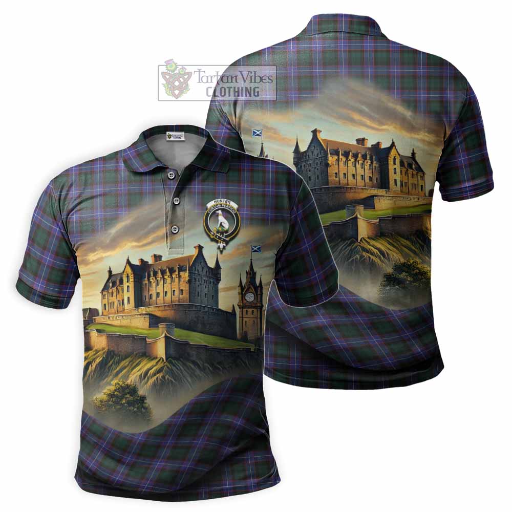 Hunter (Hunterston) Tartan Family Crest Polo Shirt with Scottish Ancient Castle Style - Tartan Vibes Clothing