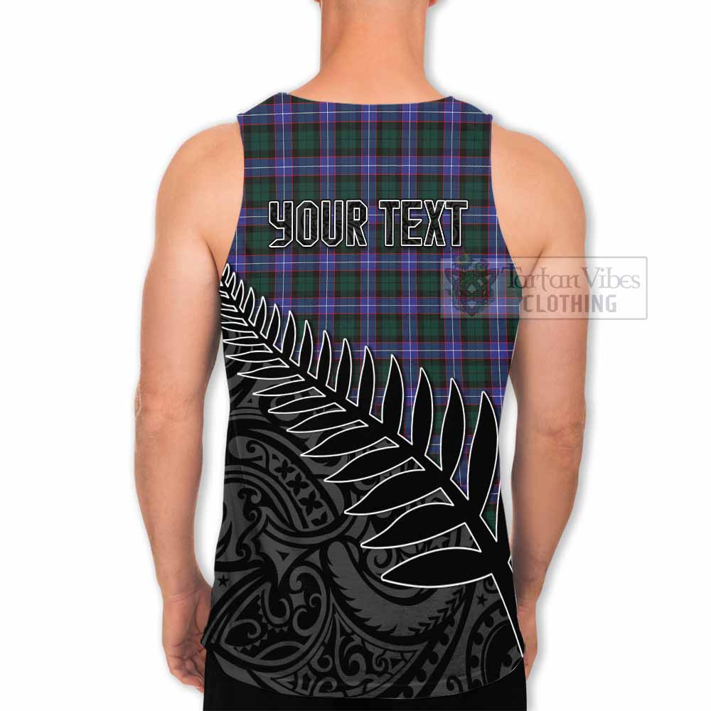 Tartan Vibes Clothing Hunter (Hunterston) Crest Tartan Men's Tank Top with New Zealand Silver Fern Half Style