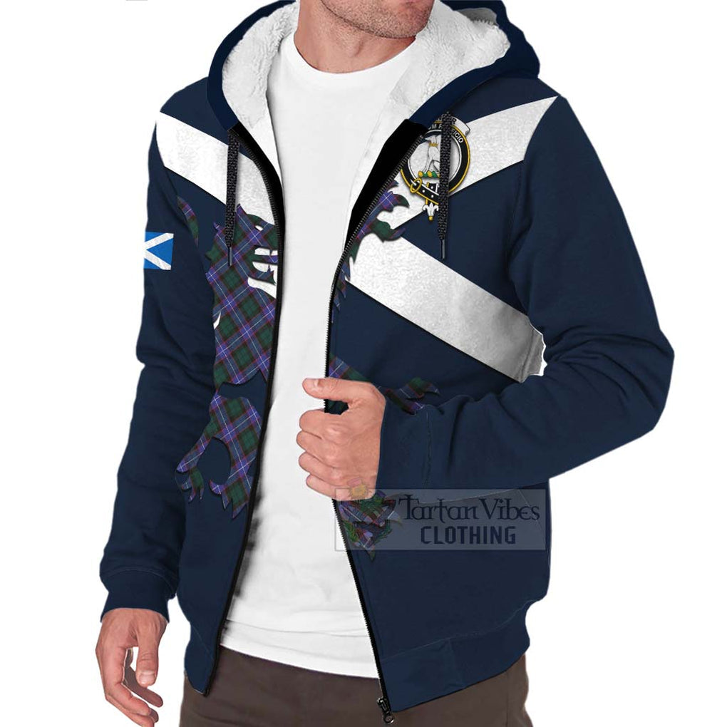 Tartan Vibes Clothing Hunter (Hunterston) Tartan Lion Rampant Sherpa Hoodie – Proudly Display Your Heritage with Alba Gu Brath and Clan Name