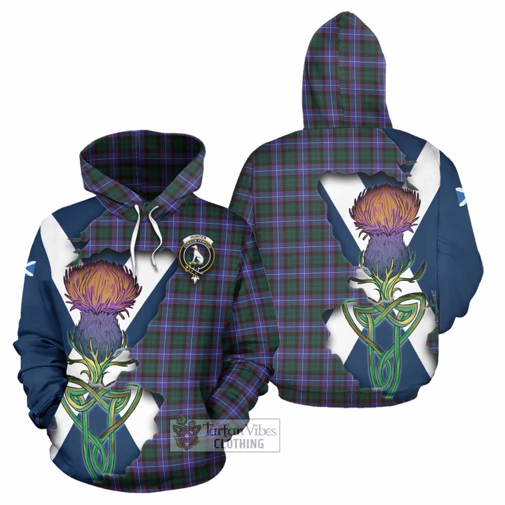 Hunter (Hunterston) Tartan Family Crest Hoodie Scottish Thistle Celtic Inspired - Tartan Vibes Clothing