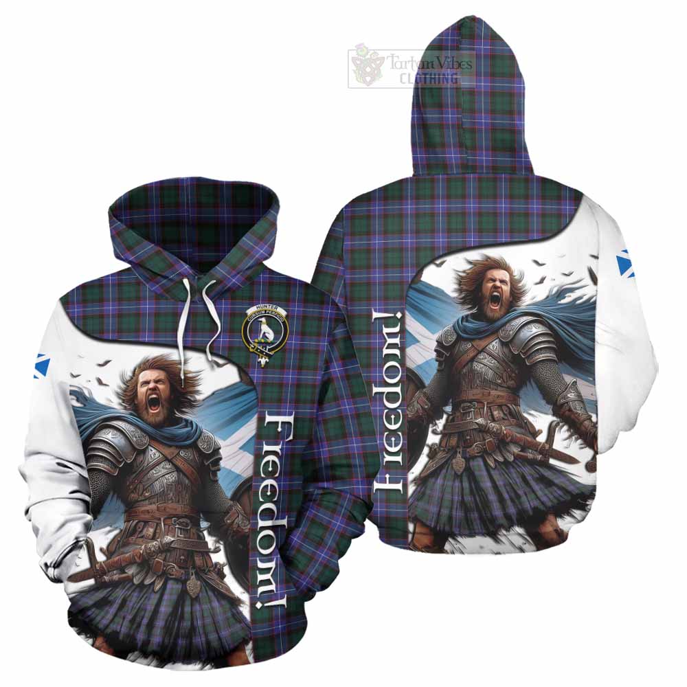 Tartan Vibes Clothing Hunter (Hunterston) Crest Tartan Hoodie Inspired by the Freedom of Scottish Warrior