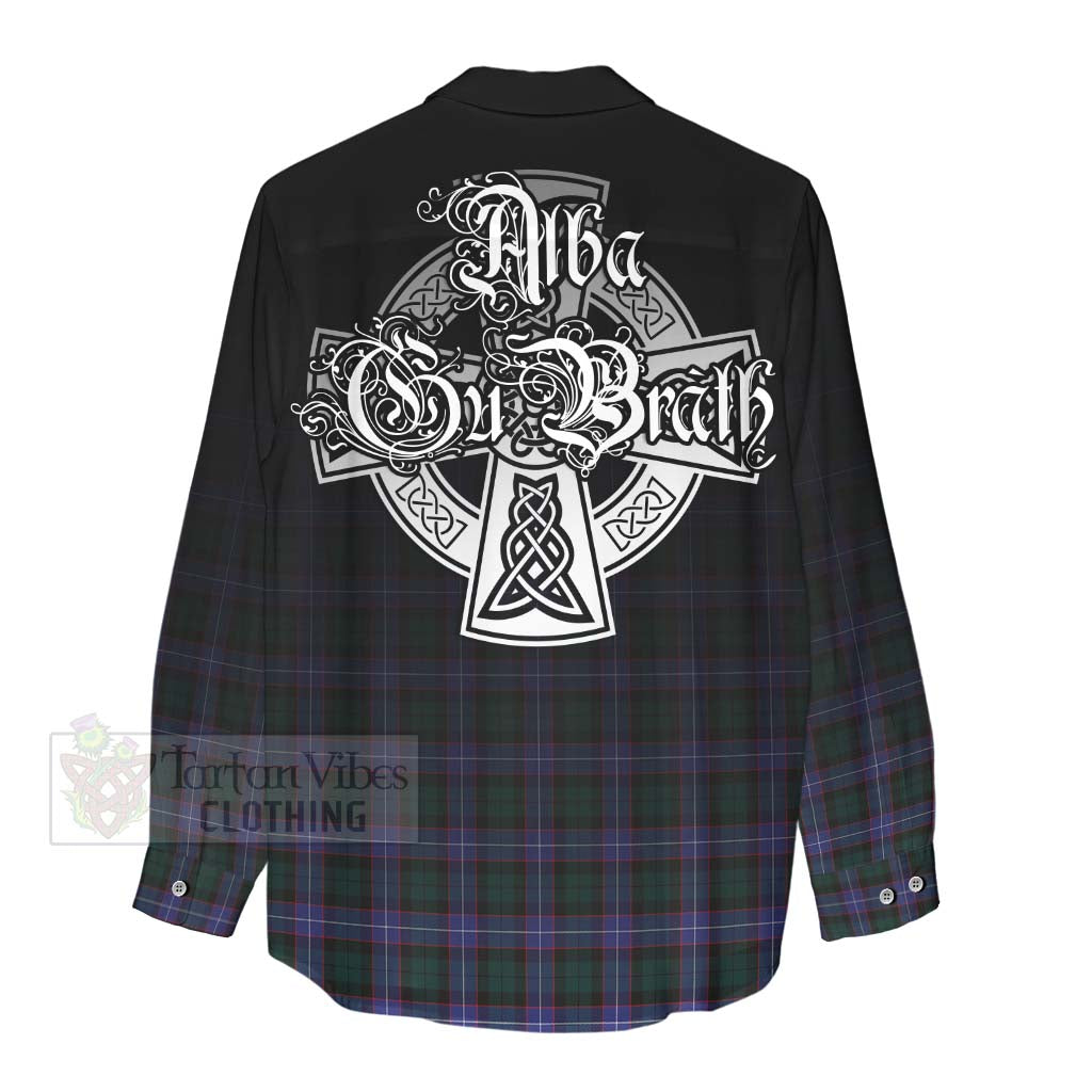 Tartan Vibes Clothing Hunter (Hunterston) Tartan Women's Casual Shirt Featuring Alba Gu Brath Family Crest Celtic Inspired