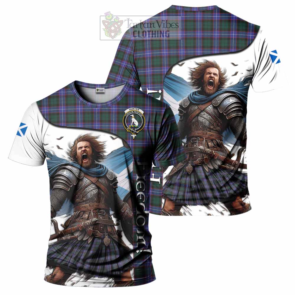 Hunter (Hunterston) Crest Tartan T-Shirt Inspired by the Freedom of Scottish Warrior