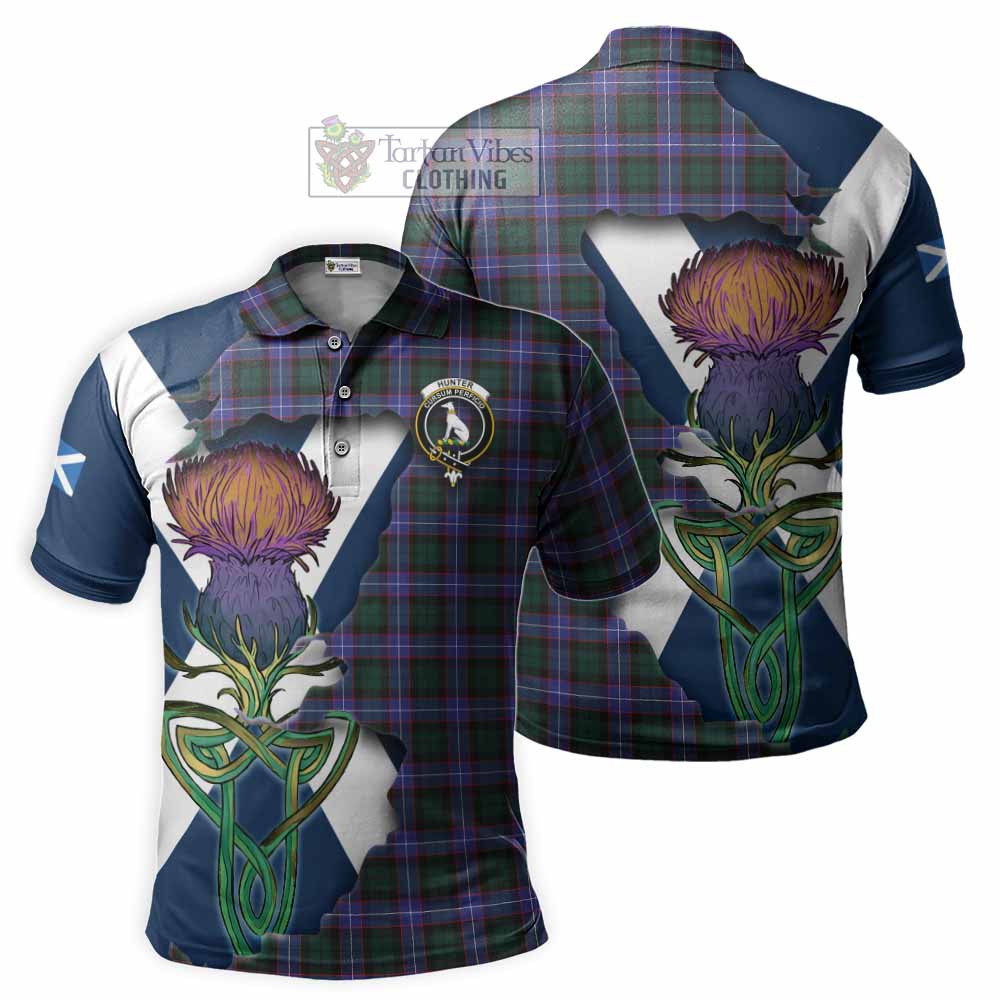 Hunter (Hunterston) Tartan Family Crest Polo Shirt Scottish Thistle Celtic Inspired - Tartan Vibes Clothing