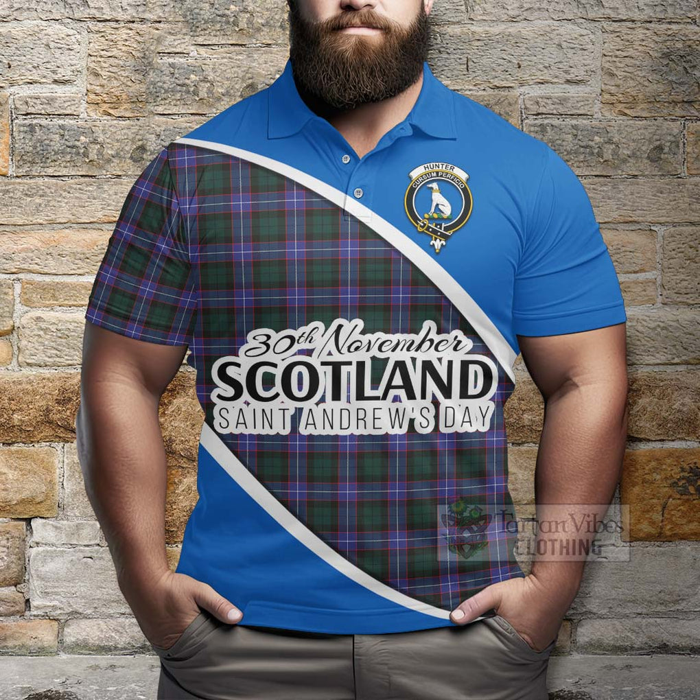 Tartan Vibes Clothing Hunter (Hunterston) Family Crest Tartan Polo Shirt Celebrate Saint Andrew's Day in Style