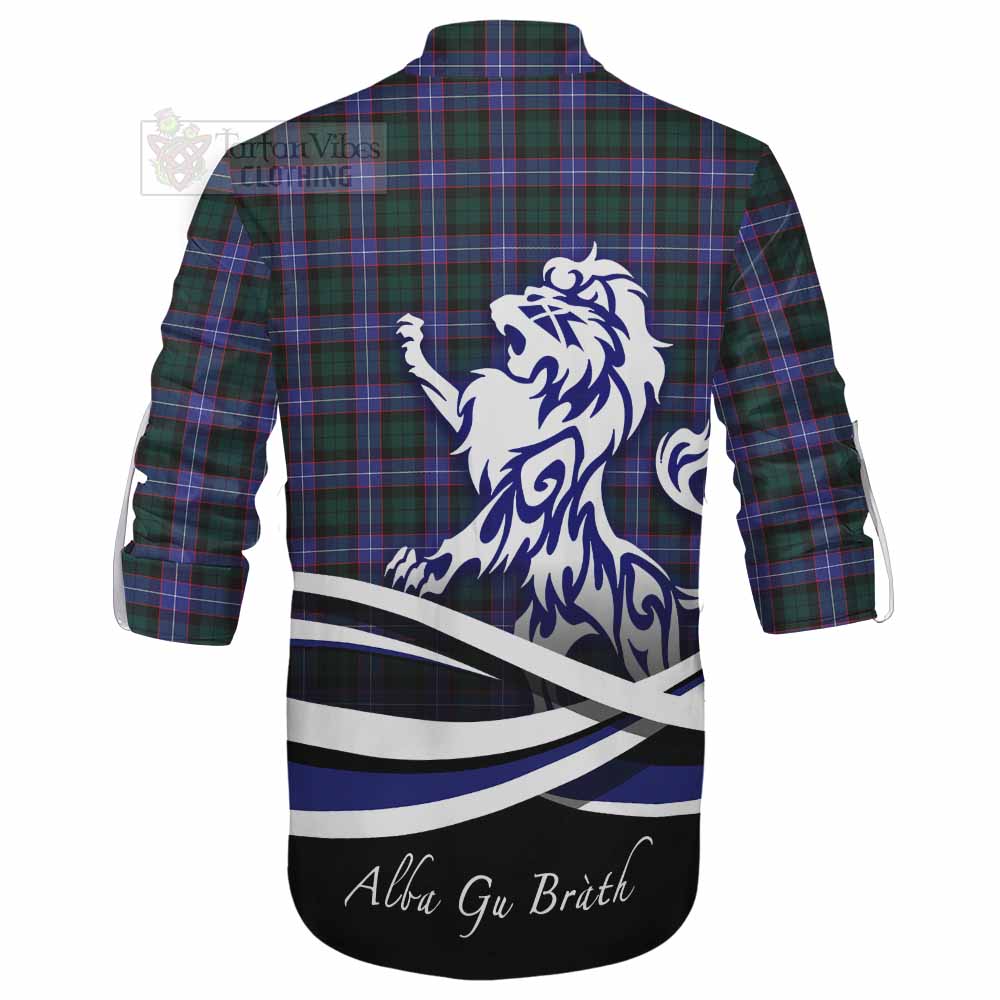 Tartan Vibes Clothing Hunter (Hunterston) Tartan Ghillie Kilt Shirt with Alba Gu Brath Regal Lion Emblem