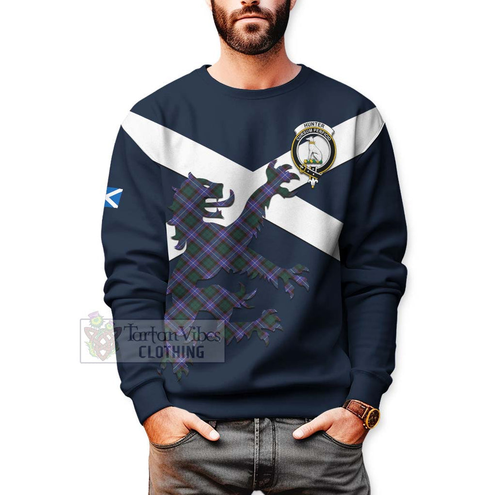 Tartan Vibes Clothing Hunter (Hunterston) Tartan Lion Rampant Sweatshirt – Proudly Display Your Heritage with Alba Gu Brath and Clan Name