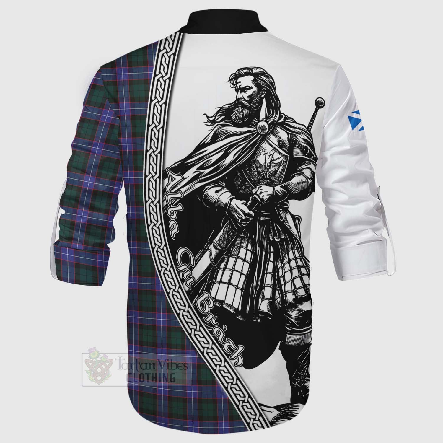 Tartan Vibes Clothing Hunter (Hunterston) Tartan Clan Crest Ghillie Kilt Shirt with Highlander Warrior Celtic Style