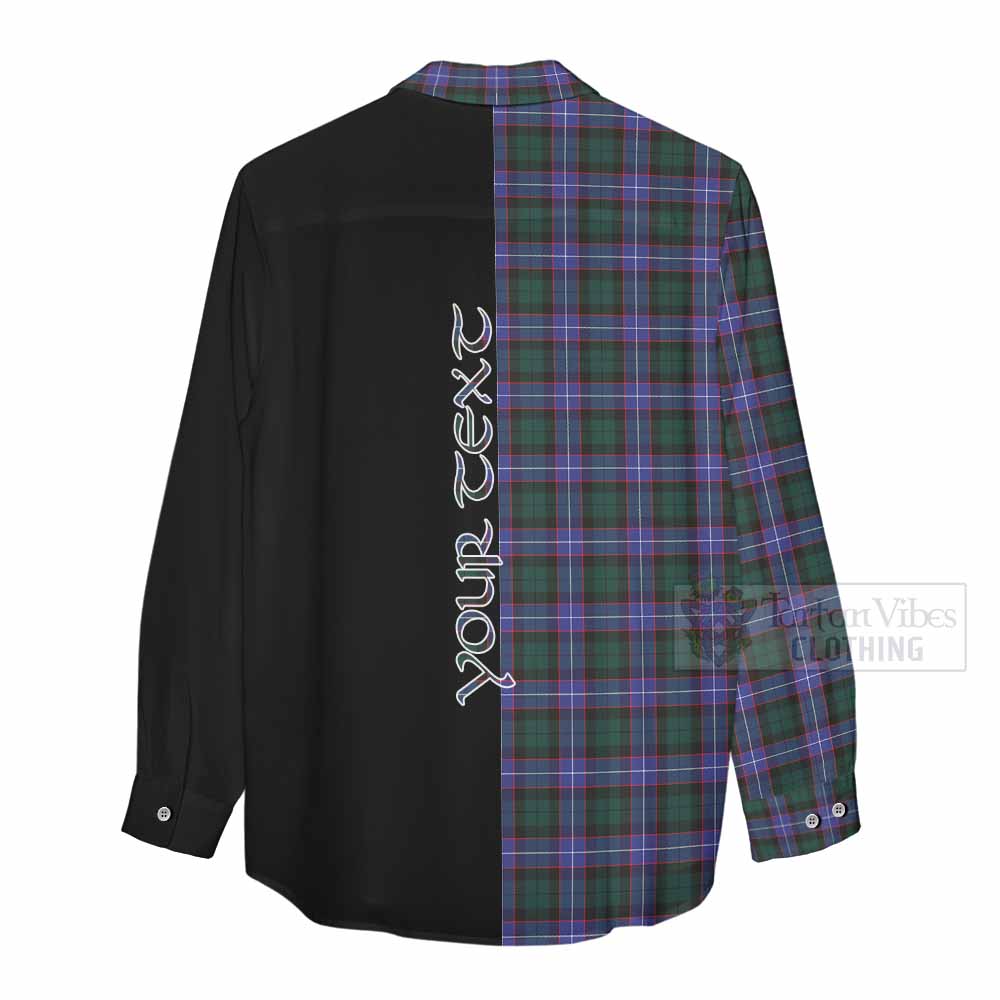 Tartan Vibes Clothing Hunter (Hunterston) Tartan Women's Casual Shirt with Family Crest and Half Of Me Style