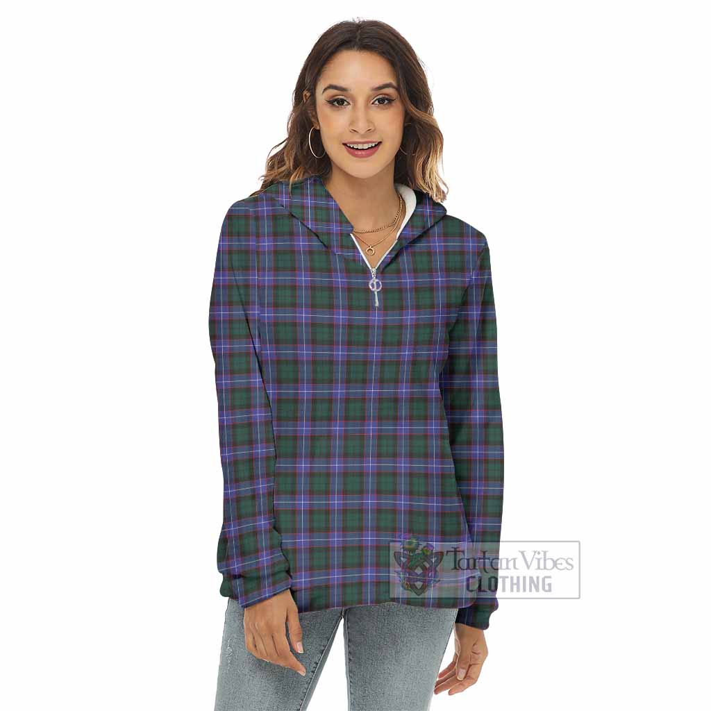 Hunter (Hunterston) Tartan Women's Borg Fleece Hoodie with Half Zip - Tartan Vibes Clothing