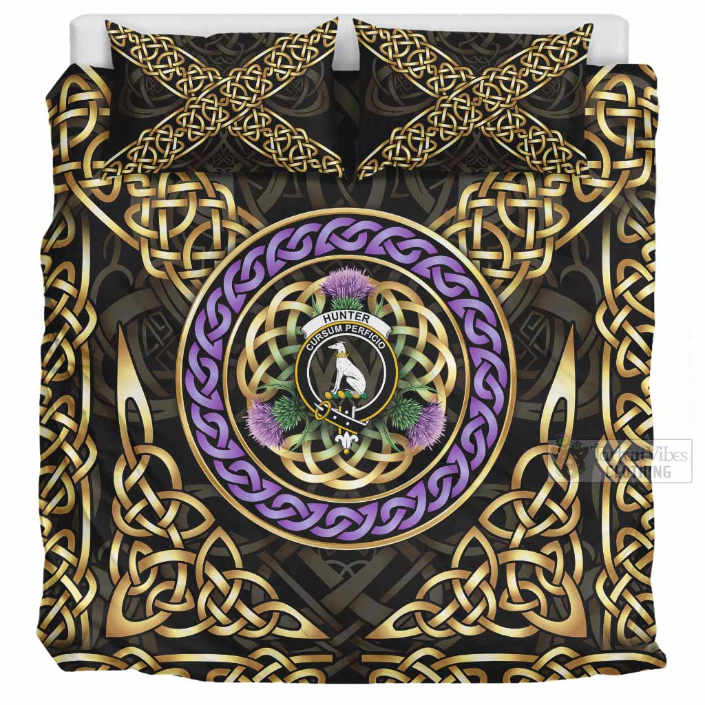 Hunter (Hunterston) Clan Crest Bedding Set Celtic Scottish Thistle UK Bedding Set UK Super King 104*94 inch - Tartan Vibes Clothing