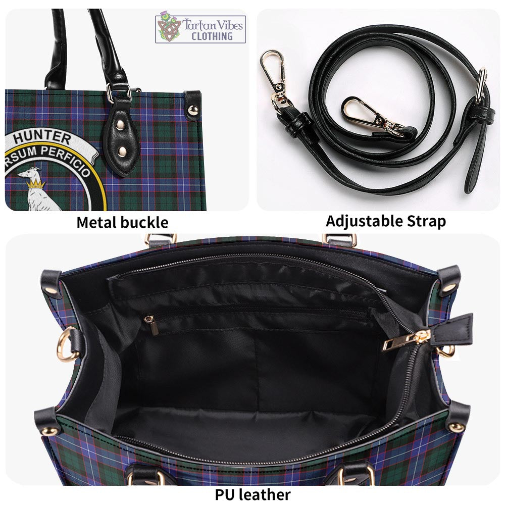 Tartan Vibes Clothing Hunter Modern Tartan Luxury Leather Handbags with Family Crest